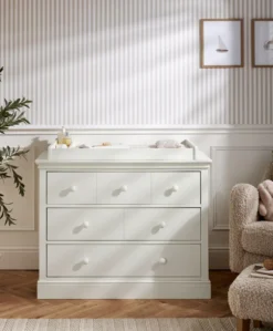 Oxford Nursery Bundle with Lua Bedside Crib (6 Piece) – Off-White