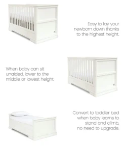 Oxford Nursery Bundle with Lua Bedside Crib (6 Piece) – Off-White