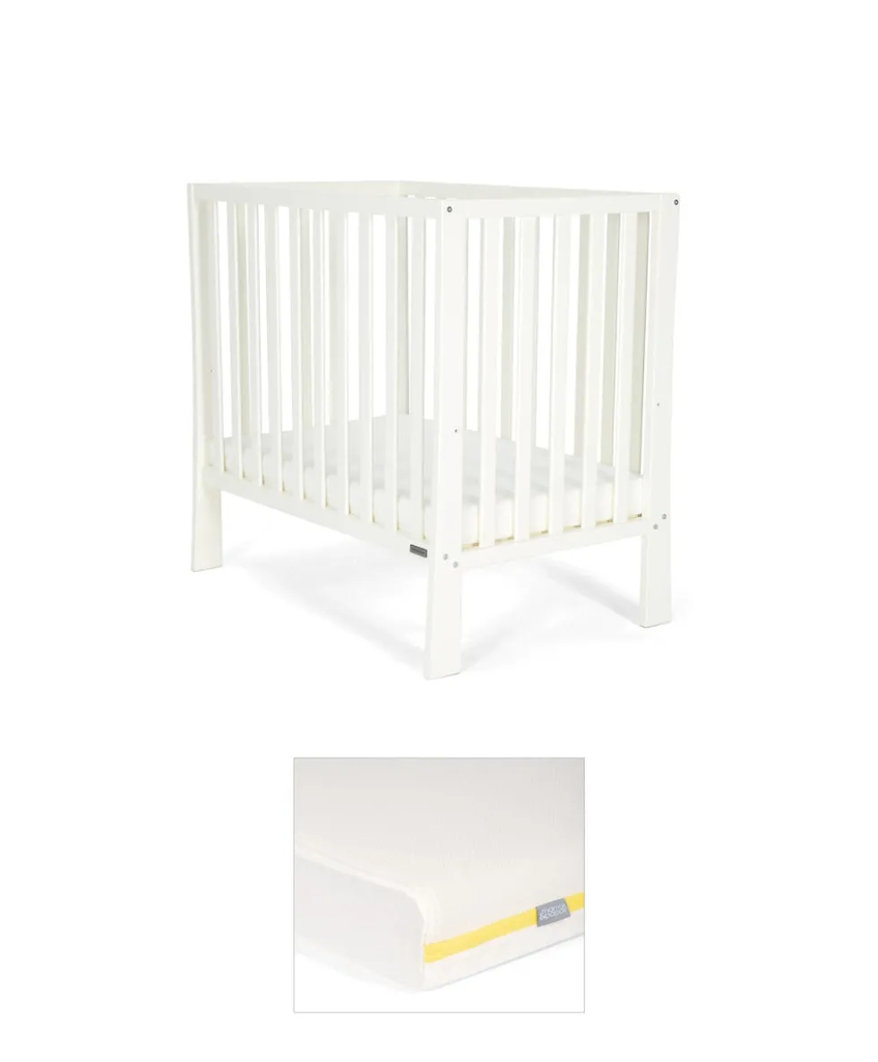 Petite Cot Bundle with Essential Airflow Fibre Mattress - Pure White
