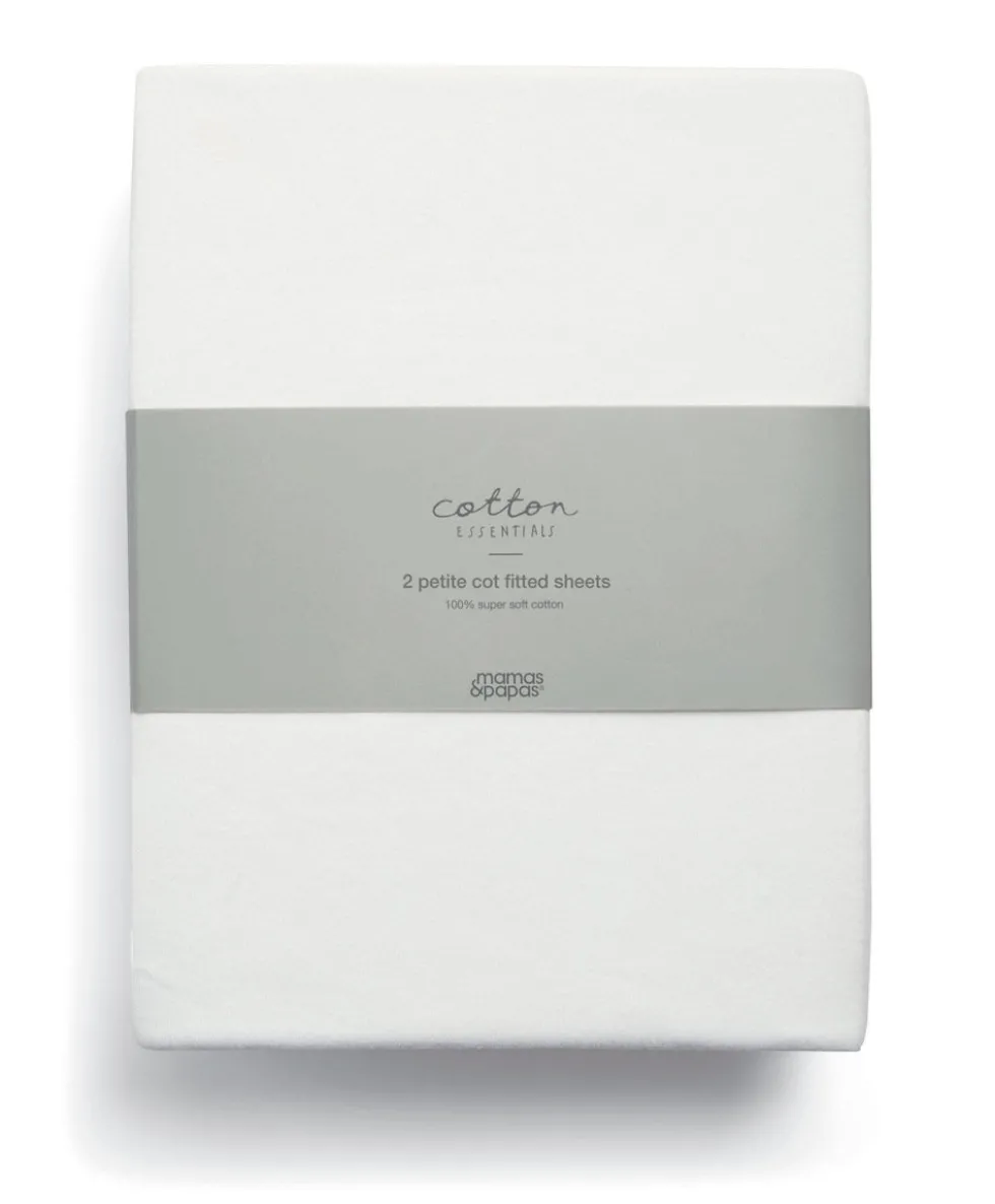 Petite Cot Fitted Sheets (2 Pack) - White