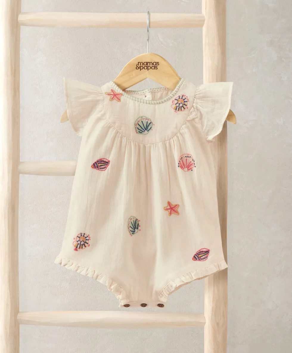 Pink Embroidered Romper
