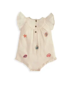 Pink Embroidered Romper