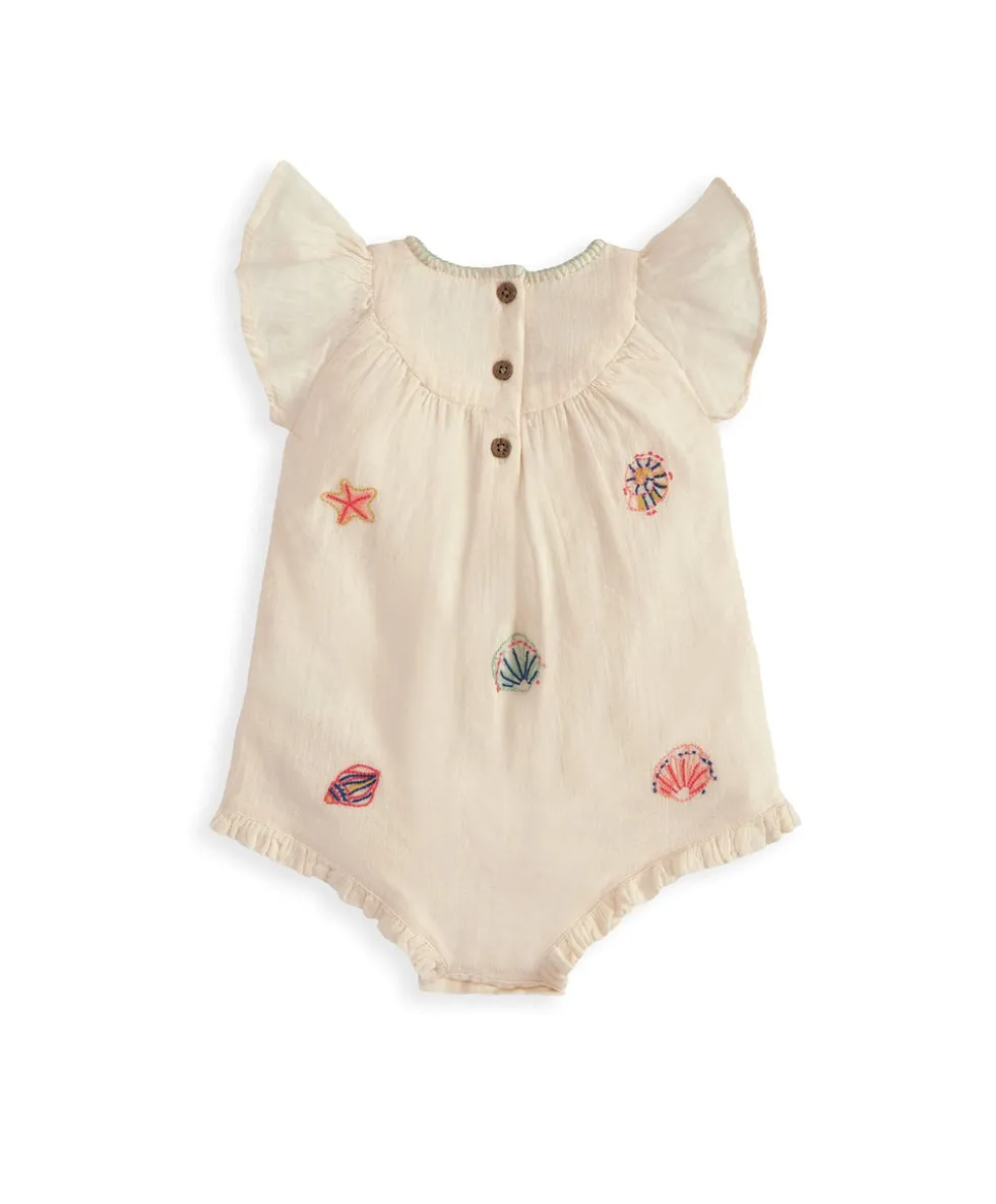 Pink Embroidered Romper