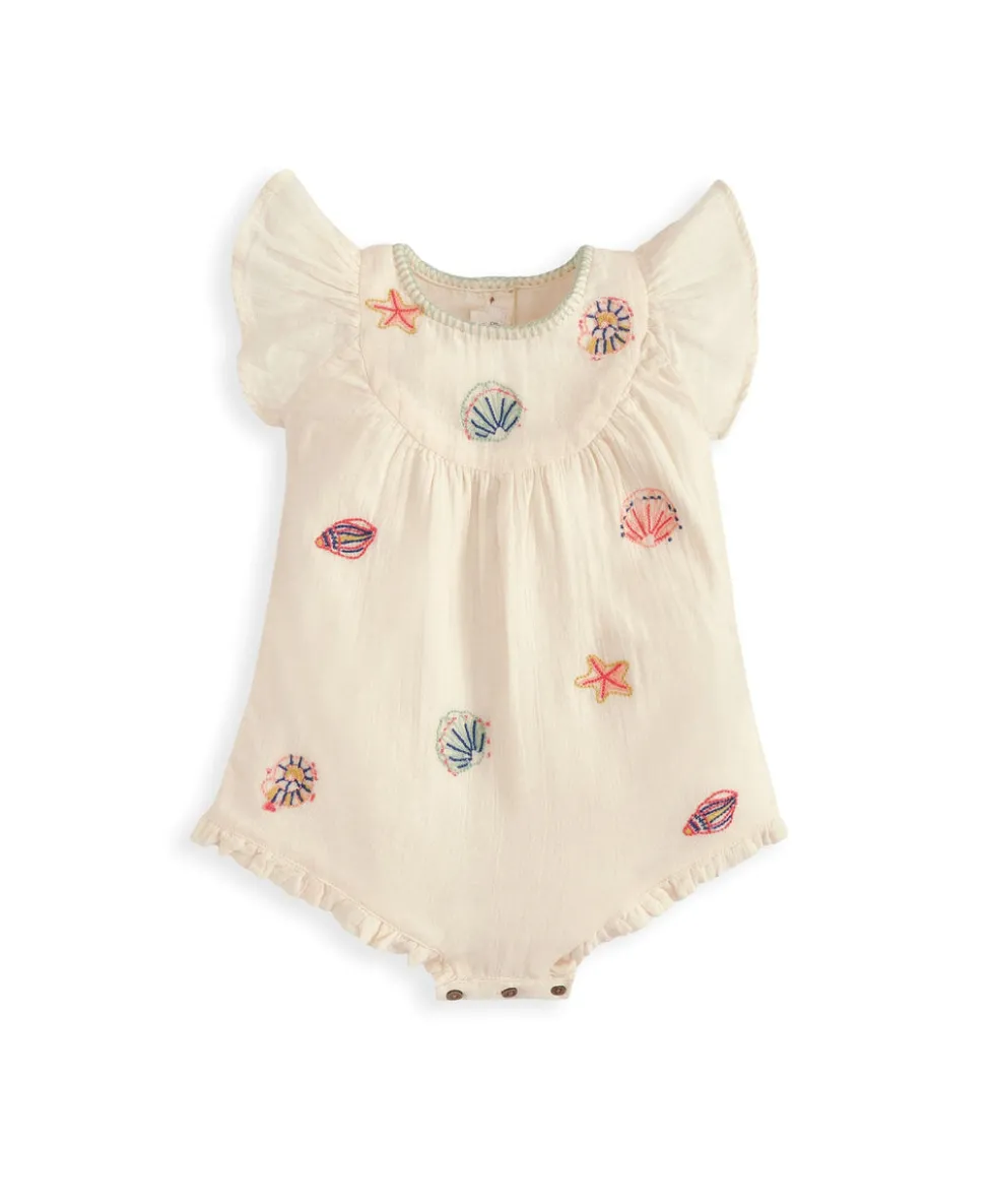 Pink Embroidered Romper