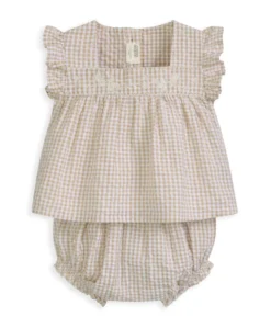 Pink Gingham Blouse & Bloomers