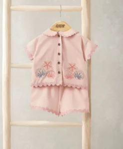 Pink Resort Shirt & Shorts Outfit Set