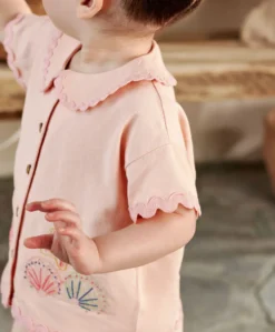 Pink Resort Shirt & Shorts Outfit Set