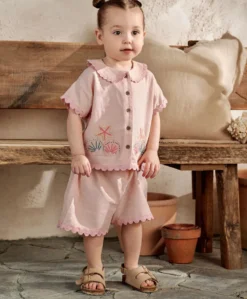 Pink Resort Shirt & Shorts Outfit Set