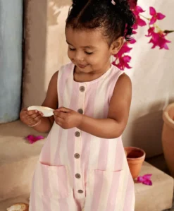 Pink Striped Romper