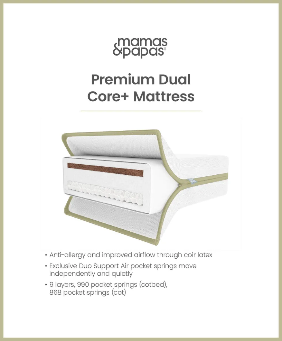 Premium Dual Core+ Cotbed Mattress & Anti-Allergy Quilted Mattress Protector Bundle