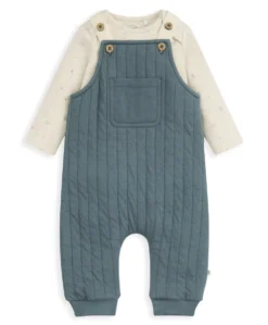 Quilted Dungarees and Oatmeal Bodysuit