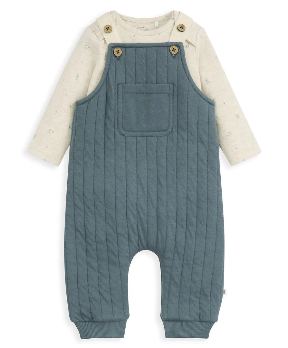 Quilted Dungarees and Oatmeal Bodysuit