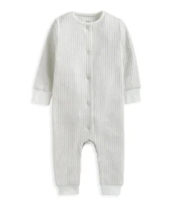 Ribbed Long-Sleeve Romper - Grey
