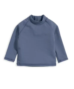 Ribbed Rash Top Swimwear - Blue