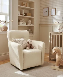 Settle Swivel Nursing Chair - Off White Boucle