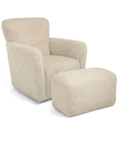Settle Swivel Nursing Chair & Stool - Biscuit Teddy