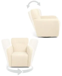 Settle Swivel Nursing Chair & Stool - Off White Boucle