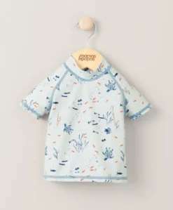 Short Sleeve Rash Top Swimwear - Blue