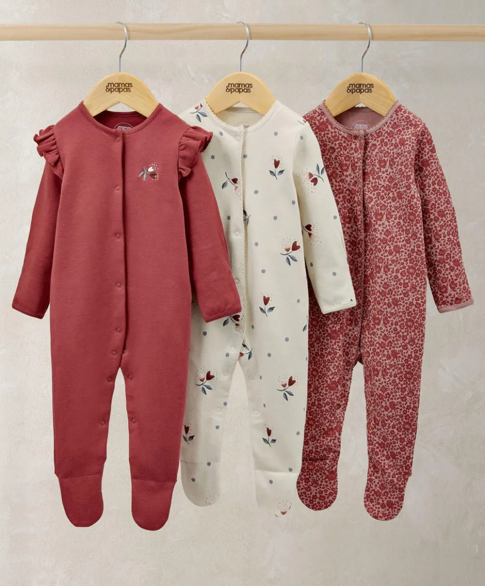 Sleepsuits (Pack of 3) - Floral Nostalgic