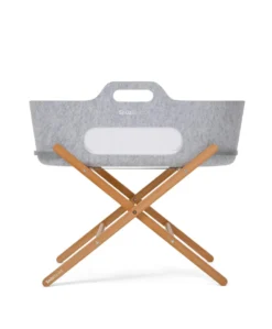 SnuzBaskit Moses Basket & Stand - Light Grey/ Natural
