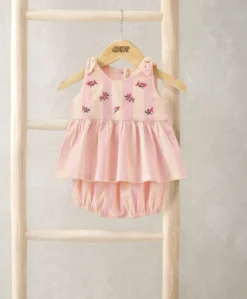 Striped Pink Peplum Top Set