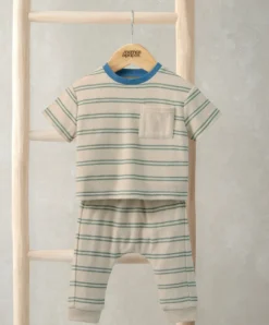 Striped Terry Towelling T-Shirt & Joggers Set