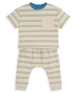 Striped Terry Towelling T-Shirt & Joggers Set