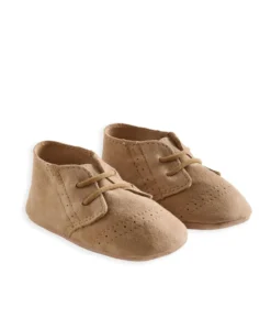 Suede Pram Shoes - Tan