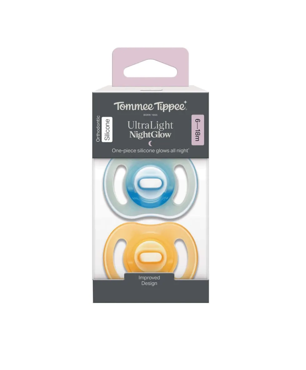 Tommee Tippee Ultra-light StayPut Night Glow Dummy 6-18m (2 Pack)