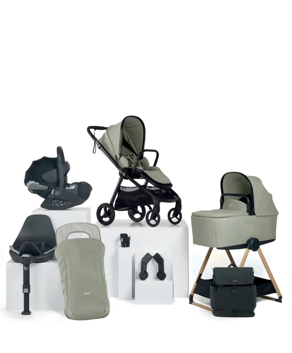 Vardo Complete Pushchair Bundle with Cybex Cloud T i-Size Rotating Baby Car Seat & Base (9 Pieces) - Sage