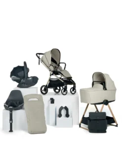 Vardo Complete Pushchair Bundle with Cybex Cloud T+ i-Size Rotating Baby Car Seat & Base (9 Pieces) - Shell