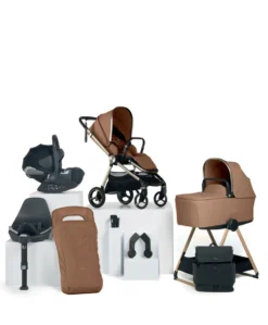 Vardo Complete Pushchair Bundle with Cybex Cloud T i-Size Rotating Baby Car Seat & Base (9 Pieces) - Nutmeg