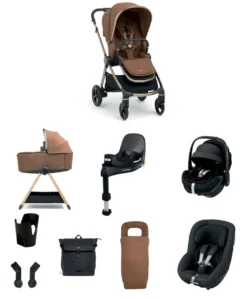Vardo Pushchair Baby to Toddler Travel Bundle with Maxi-Cosi Pebble 360 Pro2 & Pearl 360 Pro (10 Pieces) - Nutmeg
