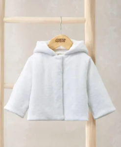 Velour Hooded Jacket - White