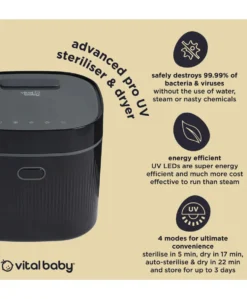 Vital Baby Nurture Advanced Pro UV Steriliser & Dryer, 3rd gen - Onyx Black