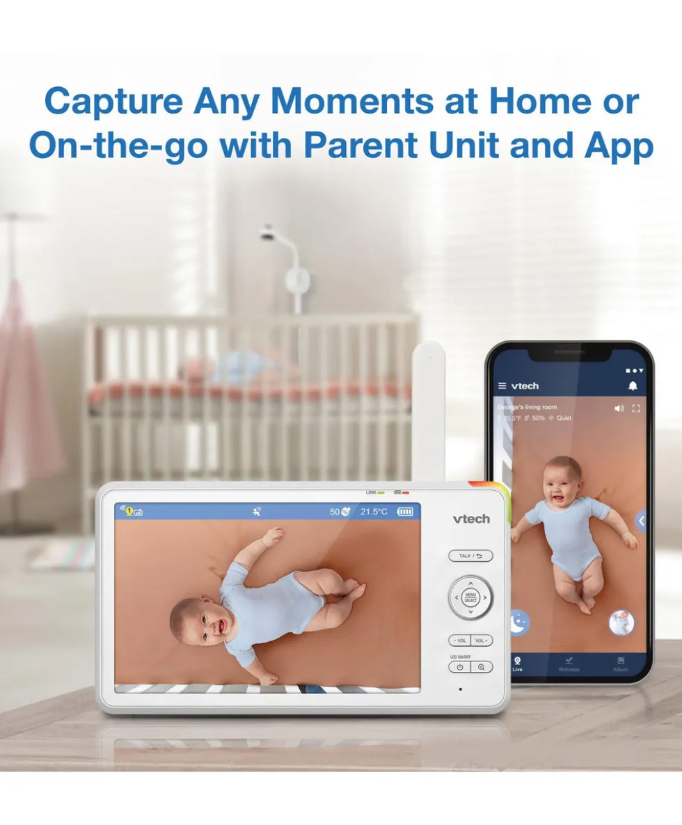 VTech RM7766HD 7inch Smart Pan & Tilt Baby Monitor & Camera Floorstand - White