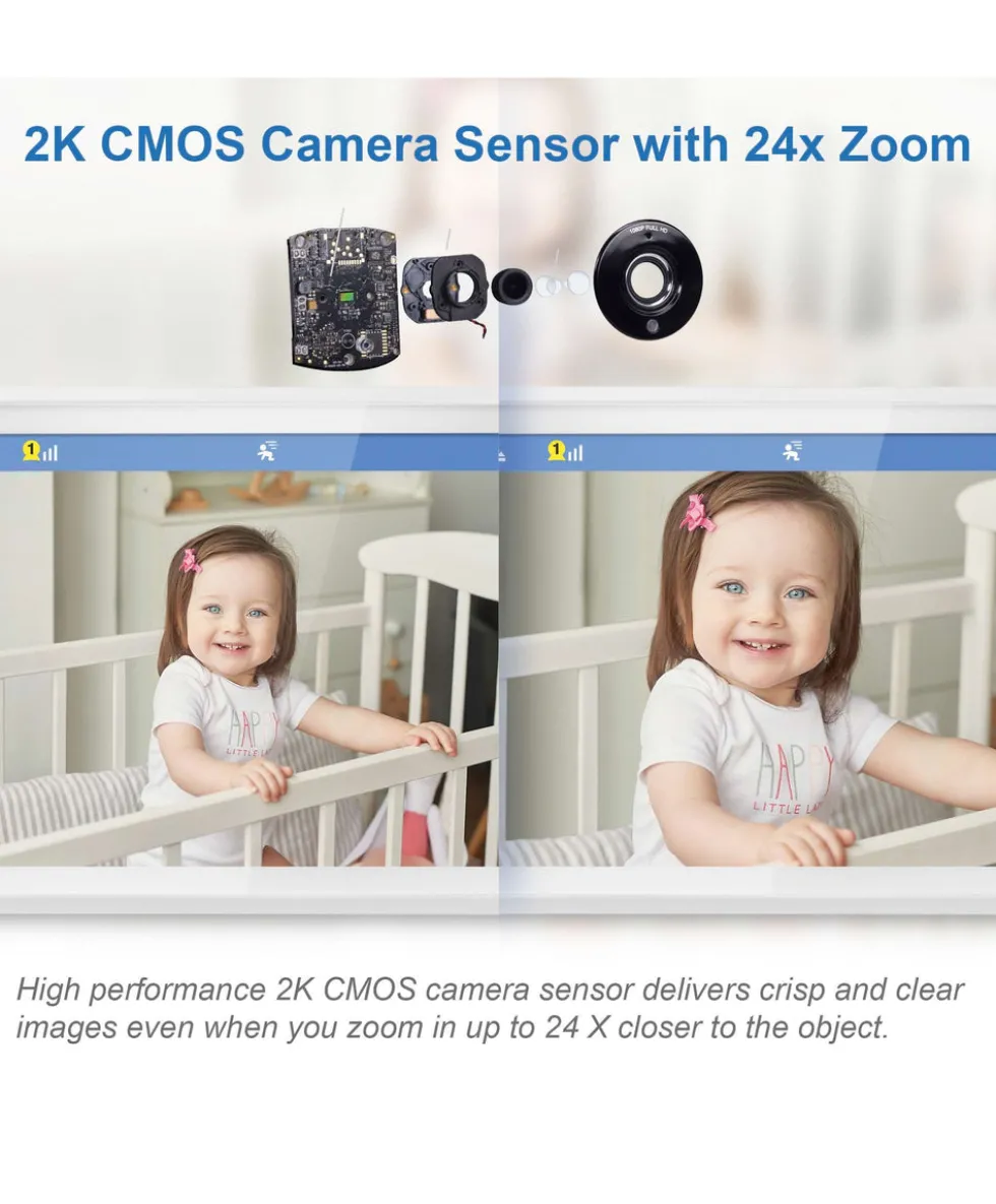 VTech RM7766HD 7inch Smart Pan & Tilt Baby Monitor & Camera Floorstand - White