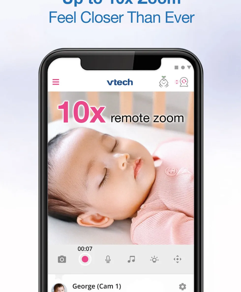 VTech RM4761 5inch Smart Wi-Fi 1080p Pan & Tilt Monitor - White