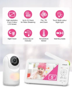 VTech VM5467 5inch Pan & Tilt Video Monitor with Night Light