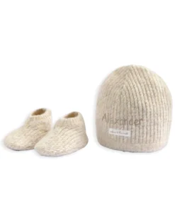 Waffle Knit Hat & Booties Set (2 Pieces) - Oatmeal