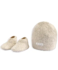 Waffle Knit Hat & Booties Set (2 Pieces) - Oatmeal