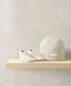 Waffle Knit Hat & Booties Set (2 Pieces) - Oatmeal