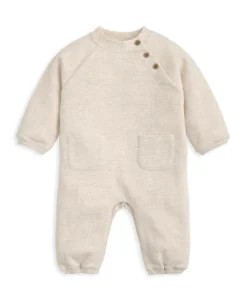 Waffle Textured Romper with Curved Pockets - Brown
