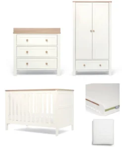 Wedmore 3 Piece Small Cotbed Range with Premium Dual Core Mattress - White/Oak