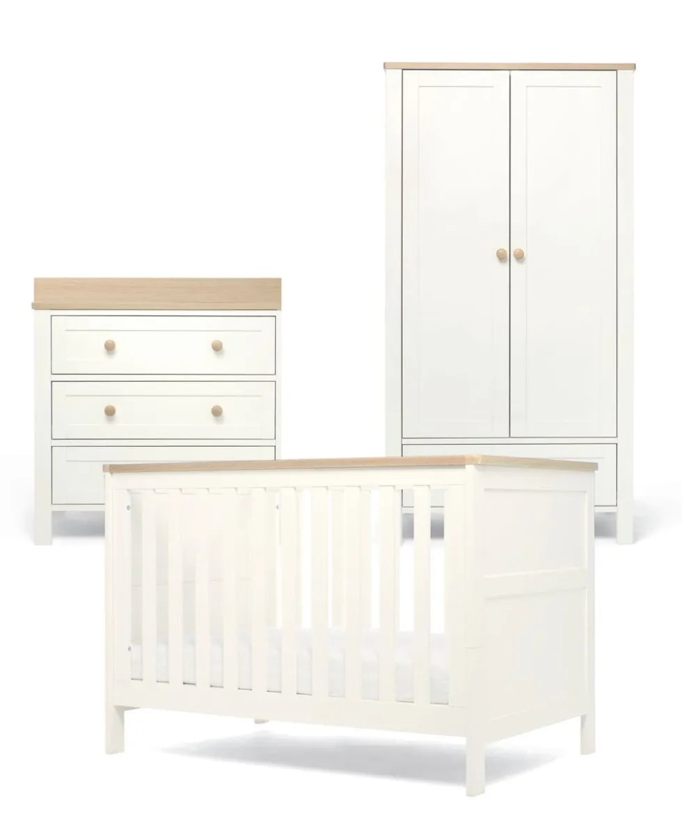 Wedmore 3 Piece Small Cotbed Range with Dresser Changer & Wardrobe - White/Oak